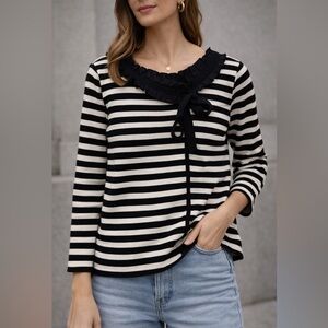 J. Crew Black and White Striped Jacket top XS